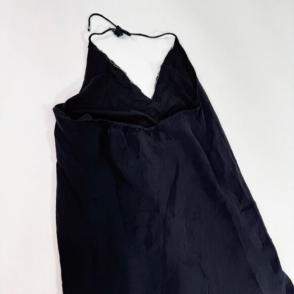 Haute Hippie Mini Dress Womens Medium Silk Beaded Halter Black Strappy - Picture 5 of 8